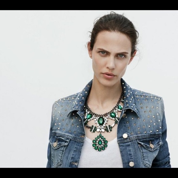 ZARA | Z1975 ZARA BASIC DEPT. DENIM - Studded Jean Jacket - SIZE: Small - NWOT - Picture 1 of 9